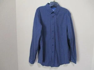 Roundtree & Yorke Men's Extra Large Slim Fit Navy Blue Striped Button Down Shirt - Picture 1 of 4