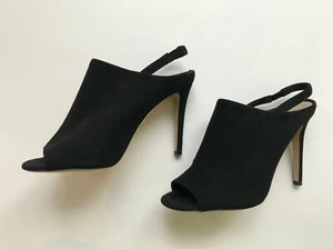 DVF Violet Slingback Sandals Black Heel Open Toe Size 7 Shoes - Picture 1 of 6