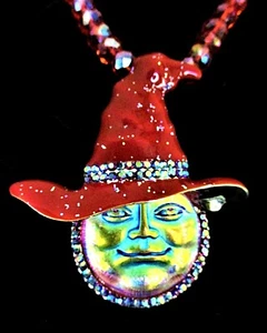 EDLE MODERNE FACETTIERTE KRISTALL HALLOWEEN HEXE HALSKETTE - KALIFORNIEN - Bild 1 von 5