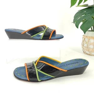 Robert Zur Women’s Multicolor Leather Slip On Wedges Sandal Size 9 - Picture 1 of 10