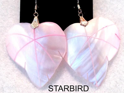 PENDIENTES COLGANTES ROSA MADREPERLA CONCHA MARINA NACARADA AÑOS 80 VINTAGE Foto 1 de 4