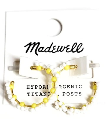 Pendientes de aro Madewell Semilla Cuentas Margarita Faro Chapado en Oro Amarillo Blanco Nuevos con Etiquetas Foto 1 de 4