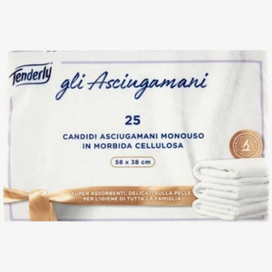 TENDERLY ASCIUGAMANI USA E GETTA , MONOUSO DA 25 PEZZI SET DA 2 CONFEZIONI - Foto 1 di 3