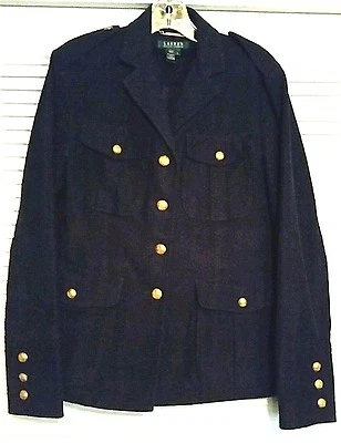 Ralph Lauren Green Lable Dark Navy Blue Military Officer Blazer Jacket Woman Lg - Image 1 of 4