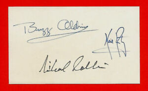 Apollo11 Armstrong, Aldrin & Collins Autograph Reprints On Old 3X5 Crd 