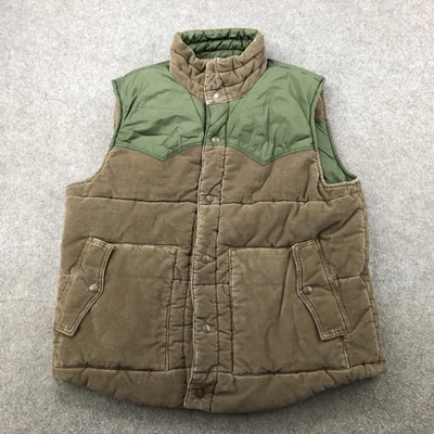 Levis Vest Mens XL Green Brown Corduroy Western Yoke Snap Quilted Reversible - Image 1 of 4