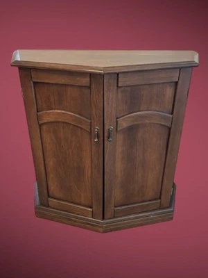 Vintage Wall Credenza Cabinet – Solid Wood Storage with Brass Pulls - Image 1 of 4