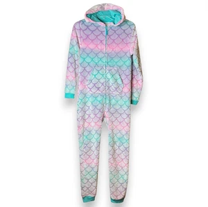 Pigiama sirena Cat & Jack multicolore in pile con cappuccio pezzo unico bambina XL 14/16 - Foto 1 di 7