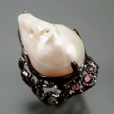 Jewelry Natural Baroque Pearl Ring 925 Sterling Silver Size 7.5 /R429900 - Image 1 of 4