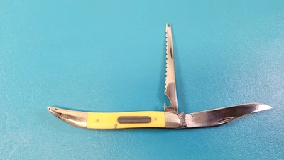 Cuchillo de pescadores CASE XX acero inoxidable 32095 amarillo plegable 2 hojas 1965-1969 TR654 Foto 1 de 4