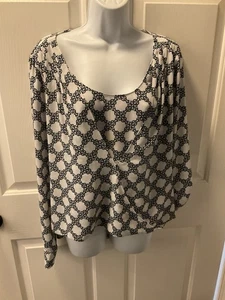 White House Black market Poly Cross-over Front L/sleeve W/tieback Blouse SZ 14 - Foto 1 di 6