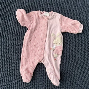 Vintage Carters Baby Schlafanzug Mädchen 0/3 Monate Strampler Outfit Hase rosa Blumen - Bild 1 von 5