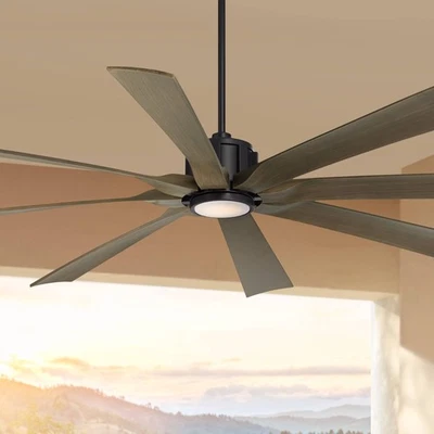 70" Possini Defender Matte Black Damp Rated LED Ceiling Fan - Image 1 of 4