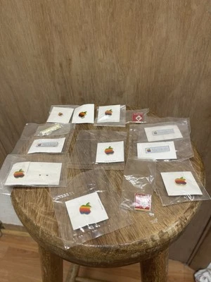 Vintage Apple Macintosh Computer Rainbow Logo Employees RARE Pins Lot Of 12 - Image 1 of 4