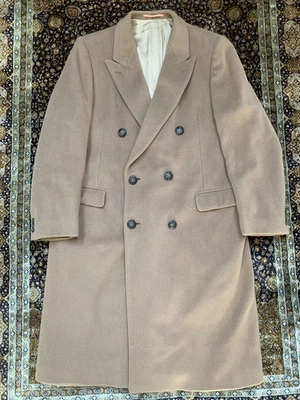 Vtg Camel Overcoat Double Breasted Peak Lapel Unbranded Mens 44 - Image 1 of 4