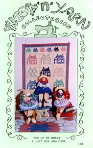 Peg of My Heart, 7.5" Wood Peg Boy & Girl Dolls Pattern 101 by Wood 'n' Yarn - Picture 1 of 2