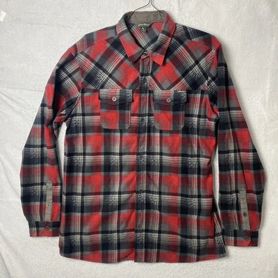 Eddie Bauer Chutes Red Plaid Micro Fleece Flannel Men’s Shirt Size TL Large Tall - Image 1 of 4