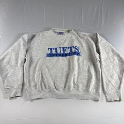 Vintage Tufts University Gray Pullover Sweatshirt Crew Neck Mens Large MV Sport - Image 1 of 4