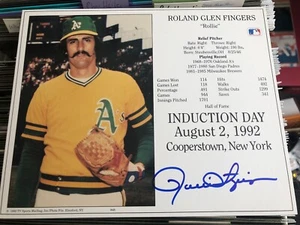 Rollie Fingers HOF Oakland A's Induktionskarte signiert handsigniert 8x10 Foto - Bild 1 von 1