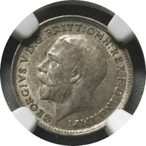 elf Great Britain 3 Pence 1919 Silver George V Maundy NGC AU55 - Picture 1 of 3