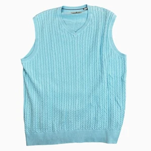 Southern Pines Herren L hellblau Zopfmuster Golf adrette Pullover Weste 100 % Baumwolle - Bild 1 von 9