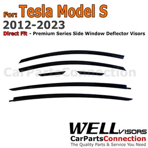 WellVisors Window Visors For Tesla Model S 2012-2024 Smoke Tint Premium Series - Picture 1 of 7