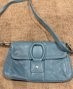 SIGRED OLSEN KLEINE BLAUE LEDER SCHULTERTASCHE - Bild 1 von 8
