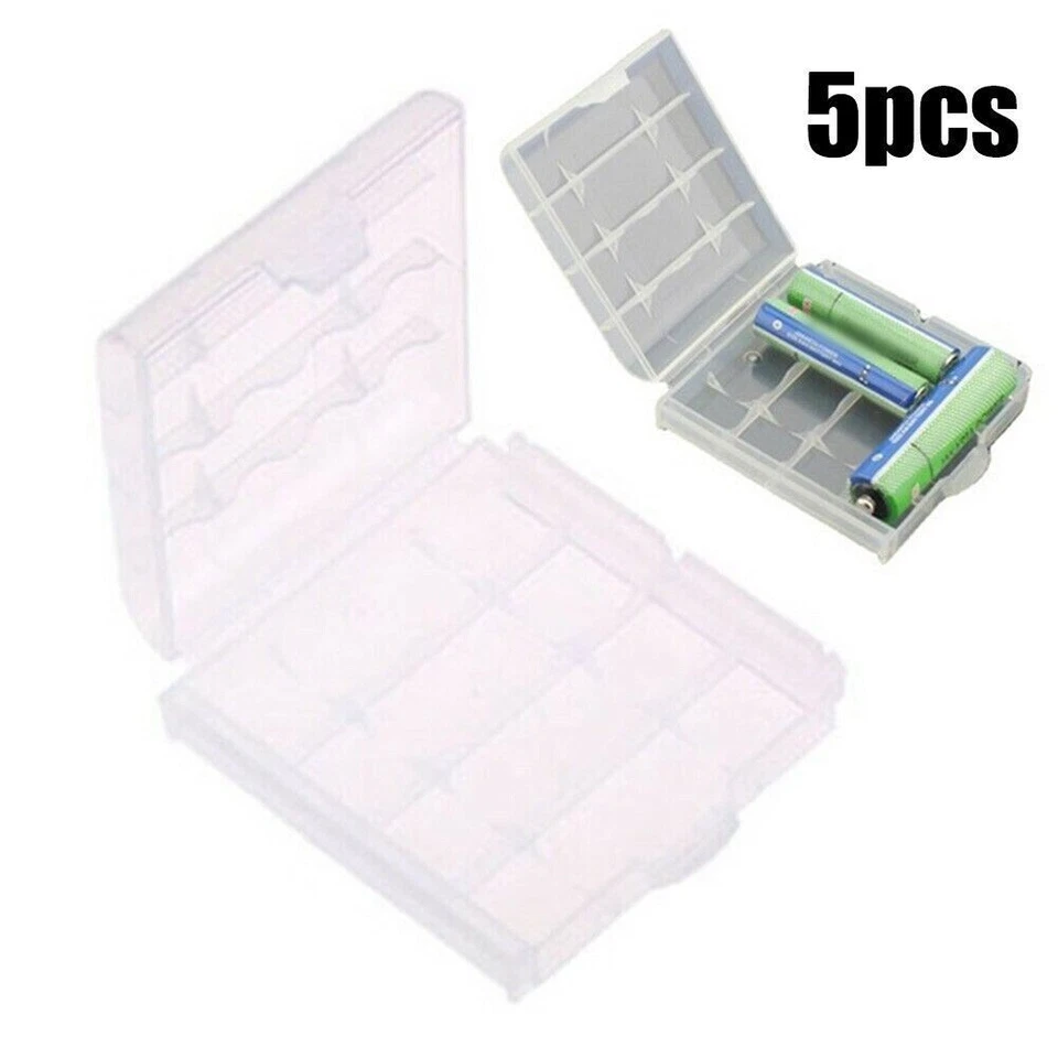 5 x Hard Plastic battery Case Holder Storage Box Cover for AA AAA Batteries - Image 1 of 2