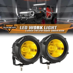 AUXBEAM Truck SUV Pair 3.5" Spot Flood Amber LED Work Driving Light Pods Offroad - Picture 1 of 12