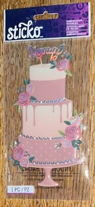 Sticko ROSE WEDDING CAKE Birthday Horay Party Flowers Card 3D Scrapbook Stickers - Picture 1 of 12