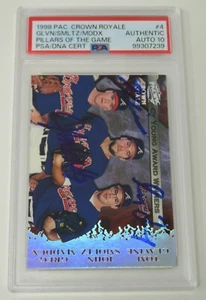 Tarjeta Pacific 1998 firmada por Greg Maddux, Tom Glavine y Smoltz Braves 4 PSA 10 automática - Imagen 1 de 8