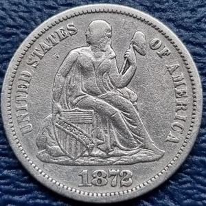 1872 Seated Liberty Dime 10c Better Grade XF #72290 - Picture 1 of 2