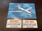 Vintage United Air Lines Airlines Postcard & Baggage Claim Stubs