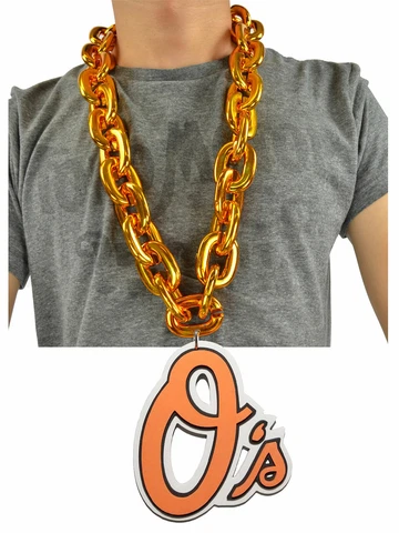 New MLB Baltimore Orioles ORANGE Fan Chain Big Necklace Foam Cover