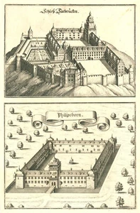 Saarbrücken 2 Ansichten Original Kupferstich Merian 1645 - Picture 1 of 1