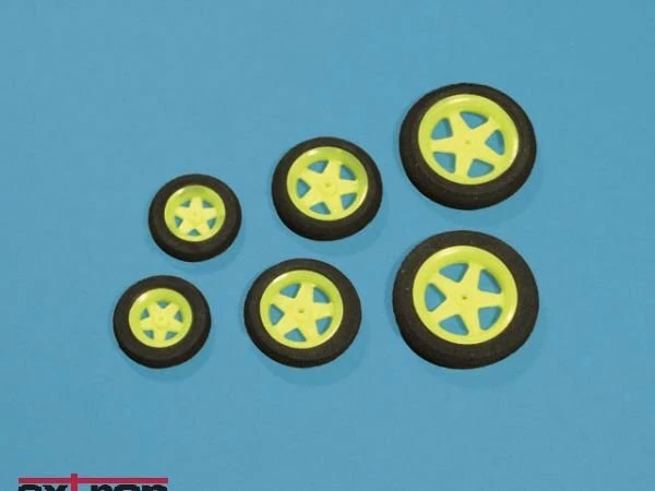 36mm Super Leicht-Räder Neon-Gelb 2 Stück Leichträder Moosgummireifen Reifen - Bild 1 von 1