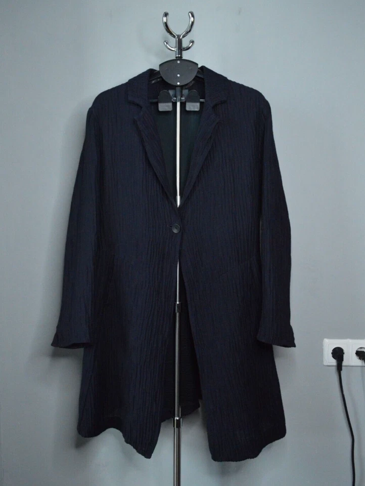 Oska Damen dunkel lila plissiert Wollmischung halb gefüttert Long Blazer - Gr... - Bild 1 von 4