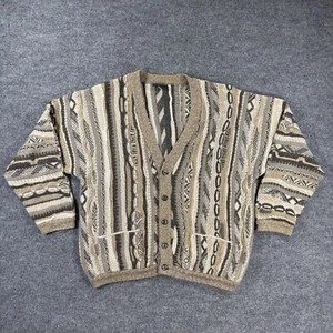 Vintage COOGI Mens Sweater Medium Australia Linen Blend Knit 3D Knit Neutral - Picture 1 of 12