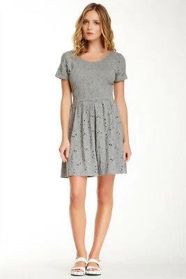 Rebecca Minkoff Gray Short Sleeves Back Zip Closure Storm Mini Dress Size M - Image 1 of 2