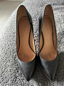 L.A.M.B black leather High Heels Stiletto Silver Heel Usa8 Uk6 Ladies - Picture 1 of 5