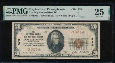 AC 1929 $20 Doylestown NB&TC of Doylestown, Pennsylvania Ch# 573 PMG 25 - Image 1 of 2