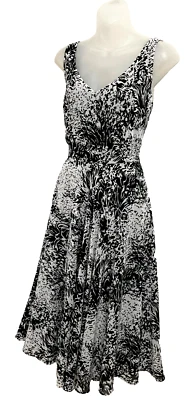 Fit & Flare Midi Dress Size 14 Black Ivory Sleeveless Rockmans Party Evening - image 1 of 4