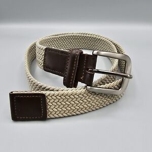 Womens Belt Size M Braided Woven Khaki Cord Tan 34" Adjustable
