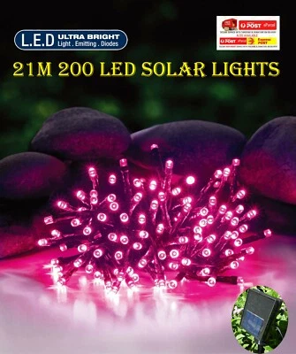 200 LED 20.9M PINK SOLAR CHRISTMAS WEDDING PARTY FAIRY STRING LIGHTS - image 1 of 4