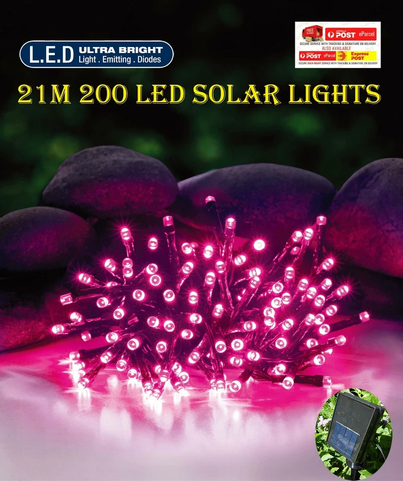 200 LED 20.9M PINK SOLAR CHRISTMAS WEDDING PARTY FAIRY STRING LIGHTS - image 1 of 4