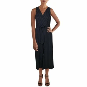 Lauren Ralph Lauren Women's Jumpsuit Size 0 Navy Sleeveless Belted Wide Leg - Picture 1 of 6
