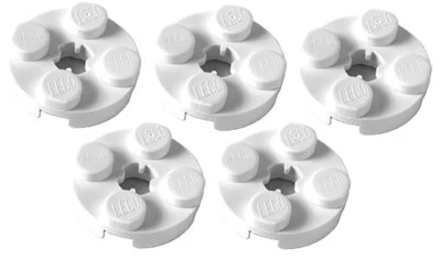 LEGO 5 New White Plates Round 2 x 2 Axle Hole Technic Flat Part 4032 WH22 Foto 1 de 3