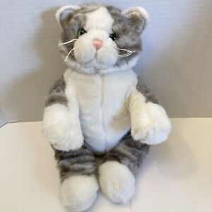 15” Kitty Cat Plush Grey Stripes Green Eyes Bear Factory Stuffed Animal