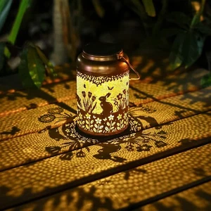 Rabbit Solar Lanterns Outdoor Waterproof Hanging Bunny Solar Lights Metal Dec... - Picture 1 of 7