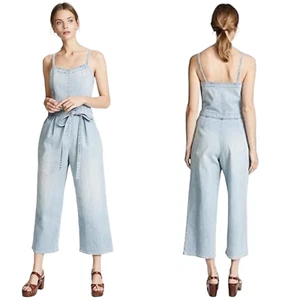 AG ADRIANO GOLDSCHMIED Giselle Jumpsuit XS hellblau Denim weites Bein Bindegürtel - Bild 1 von 9